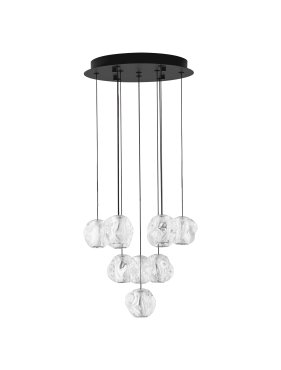 Nova Luce Ifos - Hängelampe - Ø 40 x 220 cm - 48W dimmbar LED inkl. - Sand Schwarz und verchromtes Metall