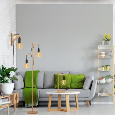 Searchlight Woody - Tischleuchte - 17 x 42,5 cm - schwarz und braun