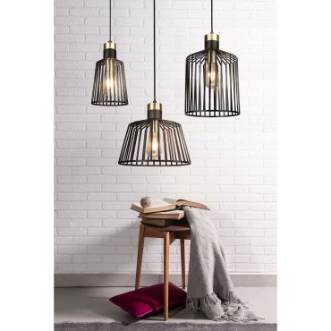 Searchlight Bird Cage - Pendelleuchte - Ø 30 x 150 cm - mattschwarz