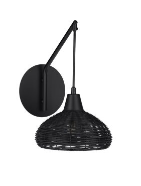 Nova Luce Fado - wandleuchte - Ø 20,5 x 40 cm - Rattan Schwarz