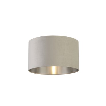 Searchlight Drum Shade - lampenschirm - Ø 45 x 26 cm - hellgrau und gebürstetes silber