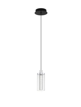 Nova Luce Lune - Hängelampe - Ø 14 x 210 cm - 9W dimmbar LED inkl. - Sand Schwarz und chroom