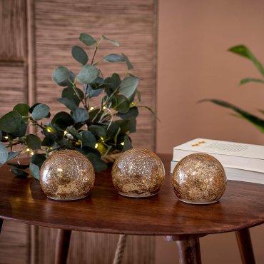 AUSSTELLUNGSSTÜCK - New Garden Lua - dekoratives Set von Lichtkugeln - 3 Stück - Ø 10 cm - gold