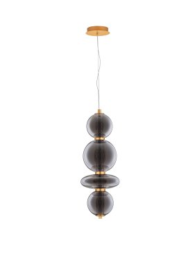 Nova Luce Navi - Hängelampe - 17 x 22 x 200 cm - 20W LED inkl. - Messing gold und rauchgrau