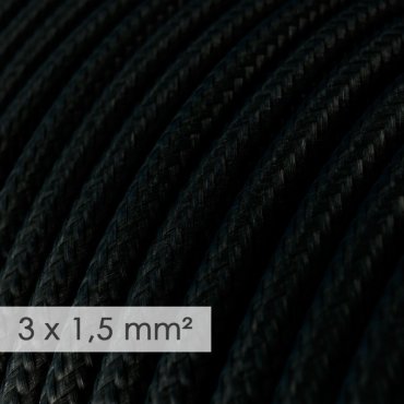 Creative Cables - 3x1,5mm² Textilkabel - pro 100 cm - schwarz