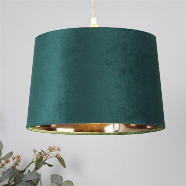 Searchlight Lampenschirm Trommel - Ø 30 x 20 cm - smaragdgrün und Gold