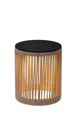 Lucide Pingi - wiederaufladbare Stehleuchte - Ø 33,5 x 36,5 cm - 3 Stufen dimmbar - IP44 - taupe