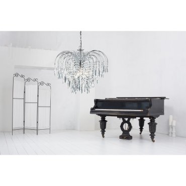 Searchlight Waterfall - Pendelleuchte - Ø 53 x 98 cm - Chrom und transparent