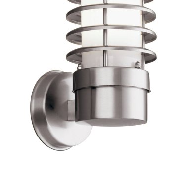 Searchlight Louvre - Außenwandleuchte - 13 x 30 cm - IP44 - Edelstahl und weiß