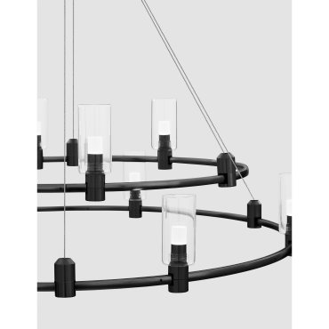 Nova Luce Dion - magnetische kreisförmige Struktur - Ø 80 x 150 cm - 200W LED inkl. - Sand schwarz