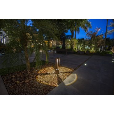 Faro Agra - Gartenleuchte - 10,8 x 10,8 x 65 cm - 9W LED inkl. - IP55 - rostbraun
