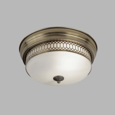 Searchlight Edinburgh - Badezimmer-Deckenleuchte - Ø 35 x 16 cm - IP44 - Messing antik