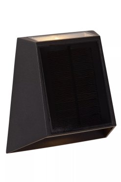 Lucide Luton - Außenwandleuchte mit Solar-Tag/Nacht-Sensor - 13 x 7,4 x 13,4 cm - 1W dimmbare LED inkl - IP54 - schwarz