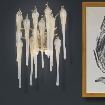 Searchlight Heritage - Wandleuchte - 25 x 42 cm - gold und transparent