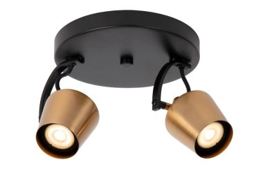 Lucide Emile - Aufbaustrahler 2L - Ø 20 x 17,5 cm - matt gold und schwarz