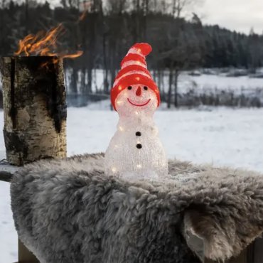 Konstsmide Weihnachtsbeleuchtung - Schneemann mit Hut - 14,5 x 16,5 x 32 cm - IP44 - rot und weiß