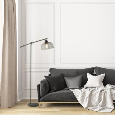 Searchlight Canterbury - Stehleuchte - 82 x 164 cm - grau und transparent