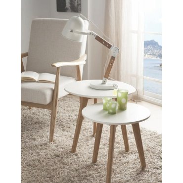 Artdelight Cooper - Tischleuchte - 20 x 20 x 58 cm - weiß und hellbraun