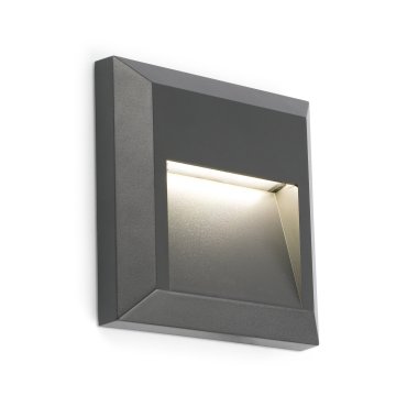 Faro Grant - Wandleuchte - 12,5 x 2,5 x 12,5 cm - 1W LED inkl. - IP65 - dunkelgrau