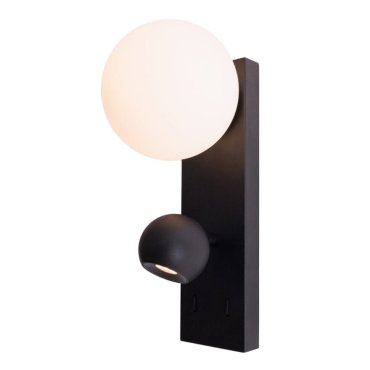 Maxlight Atom - Wandanbauleuchte mit Schalter - 8 x 28 cm - 5W + 5W LED inkl. - schwarz und opal