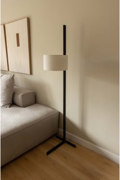 Faro Stand Up - Stehleuchte - 40 x 175 x 40 cm - mattschwarz und Leinen