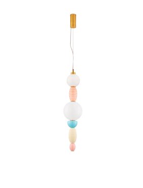 Nova Luce Obrie - Hängelampe - Ø 20 x 215 cm - 23W LED inkl. - Messing Gold, Orange, Blau und Lila