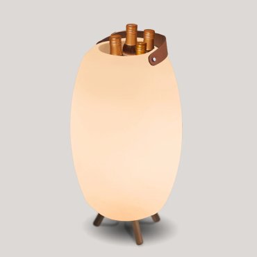 New Garden Apolo - Flaschenhalter mit Lautsprecher und Licht per Fernbedienung - Ø 40 x 70 cm - IP44 - Weiß