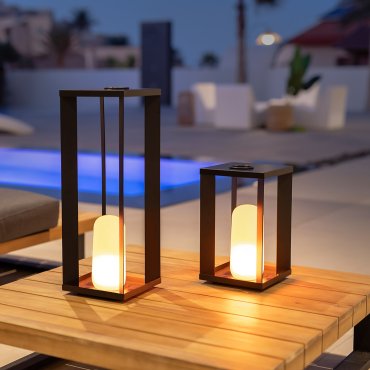 New Garden Siroco 50 - tragbare Steh- und Tischleuchte - 18 x 18 x 50 cm - 2W dimmbare LED inkl. - IP54 - schwarz
