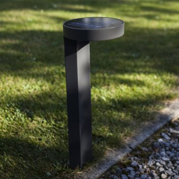 Lutec Diso - solarbetriebener Gartenpfosten mit Sensor - 17 x 17 x 45 cm - 2W LED inkl. - IP44 - dunkelgrau
