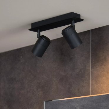 Lucide Lennert - Aufbaustrahler 2L - 28 x 7 x 12,5 cm - 2 x 5W dimmbare LED inkl. - IP44 - schwarz