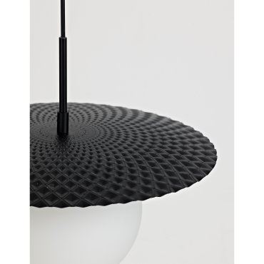 Nova Luce Obbit - Hängeleuchte - Ø 38 x 120 cm - mattschwarz und opal