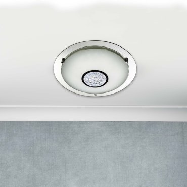 Searchlight Bathroom - Badezimmer-Deckenleuchte - Ø 42 x 9 cm - 18W LED inkl. - IP44 - Chrom
