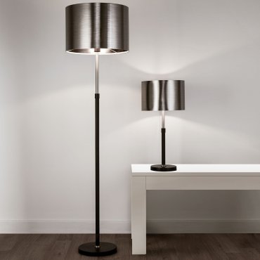Searchlight Floor - Stehleuchte - Ø 40 x 115 cm - Schwarz Chrom gebürstet