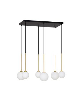 Nova Luce Savoy - Hängelampe - 77 x 163 x 34 cm - gold satiniert, matt schwarz und Opal weiß