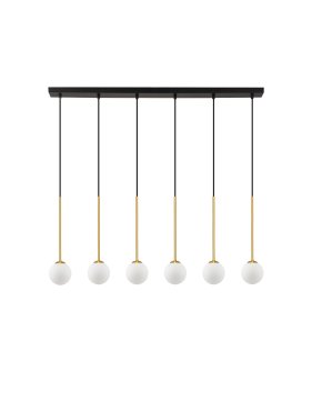 Nova Luce Savoy - Hängelampe - 100 x 160 x 11 cm - gold satiniert, matt schwarz und Opal weiß