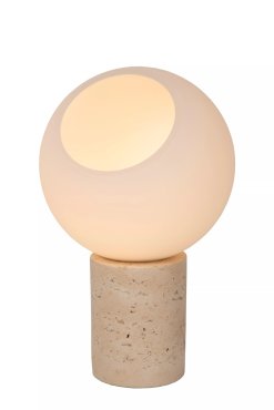 Lucide Davin - Tischleuchte - Ø 15 x 25,6 cm - Opal und Taupe