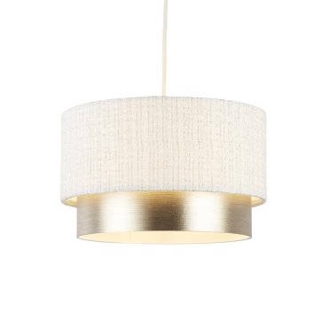 Searchlight Lampenschirm Trommel aus Samt – Ø 35 x 22 cm – Weiß und Champagner