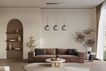 Searchlight Balls - Hängeleuchte - 81 x 15 x 147 cm - Chrom und Rauchglas