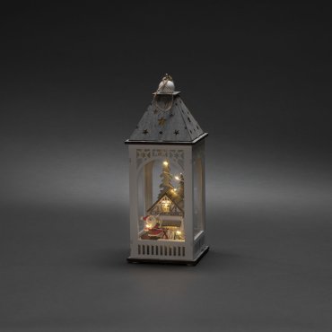 Konstsmide Weihnachtsbeleuchtung - batteriebetriebene Holzlaterne - 11 x 11 x 29 cm - braun
