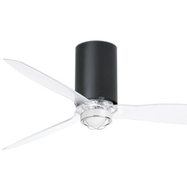 Faro Mini Tube - Deckenventilator mit Licht und Fernbedienung - Ø 128 cm - 17W LED inkl. - mattschwarz und transparent