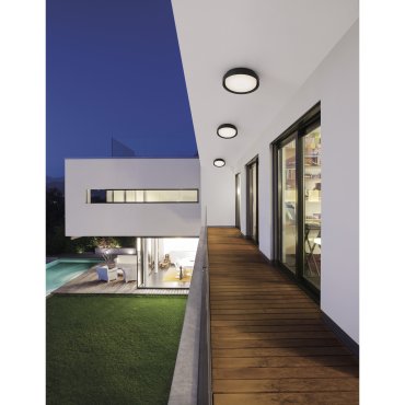 Nova Luce Oliver - Außen-Deckenleuchte - Ø 27 x 7 cm - 20W LED inkl. - IP65 - sand schwarz