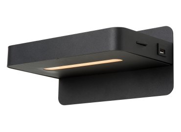 Lucide Atkin - Nachttischlampe mit USB-Anschluss - 25 x 14 x 11,5 cm - 5W LED inkl. - schwarz