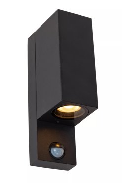 Lucide Zaro - Außenwandleuchte mit Sensor - 7 x 10,4 x 23 cm - IP65 - schwarz