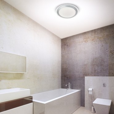 Searchlight Bathroom Flush - Badezimmer-Deckenleuchte - Ø 33 x 7 cm - 12W dimmbare LED inkl - IP44 - silber