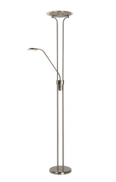 Lucide Champion - Stehleuchte - Ø 25,4 x 180 cm - 20W + 4W dimmbare LED inkl. - Chrom matt