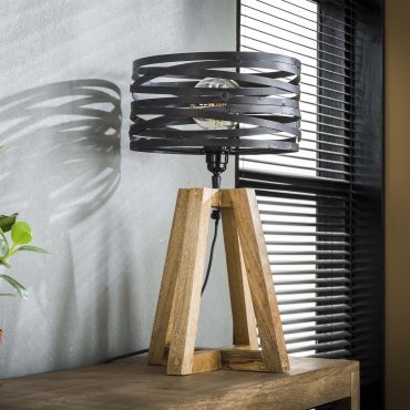 Vico Twisted Wood - Tischleuchte - Ø 29 x 50 cm - schiefergrau