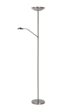 Lucide Zenith - Stehleuchte mit Leselicht - 180 cm - 20W + 4W dimmbare LED inkl - Chrom matt