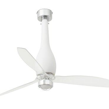 Faro Eterfan - Deckenventilator mit Licht und Fernbedienung - Ø 128 cm - 17W LED inkl. - matt weiß und transparent