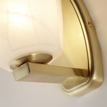 Searchlight Rocky - Wandleuchte - 11 x 22 cm - IP44 - Messing satiniert und weiß