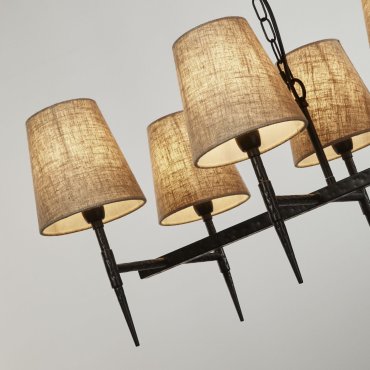 Searchlight Gothic - Kronleuchter - 91 x 150 cm - schwarzes und natürliches Leinen